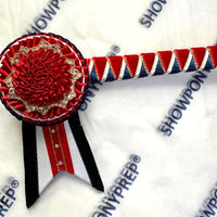 12” Red, Navy, White & Gold Browband