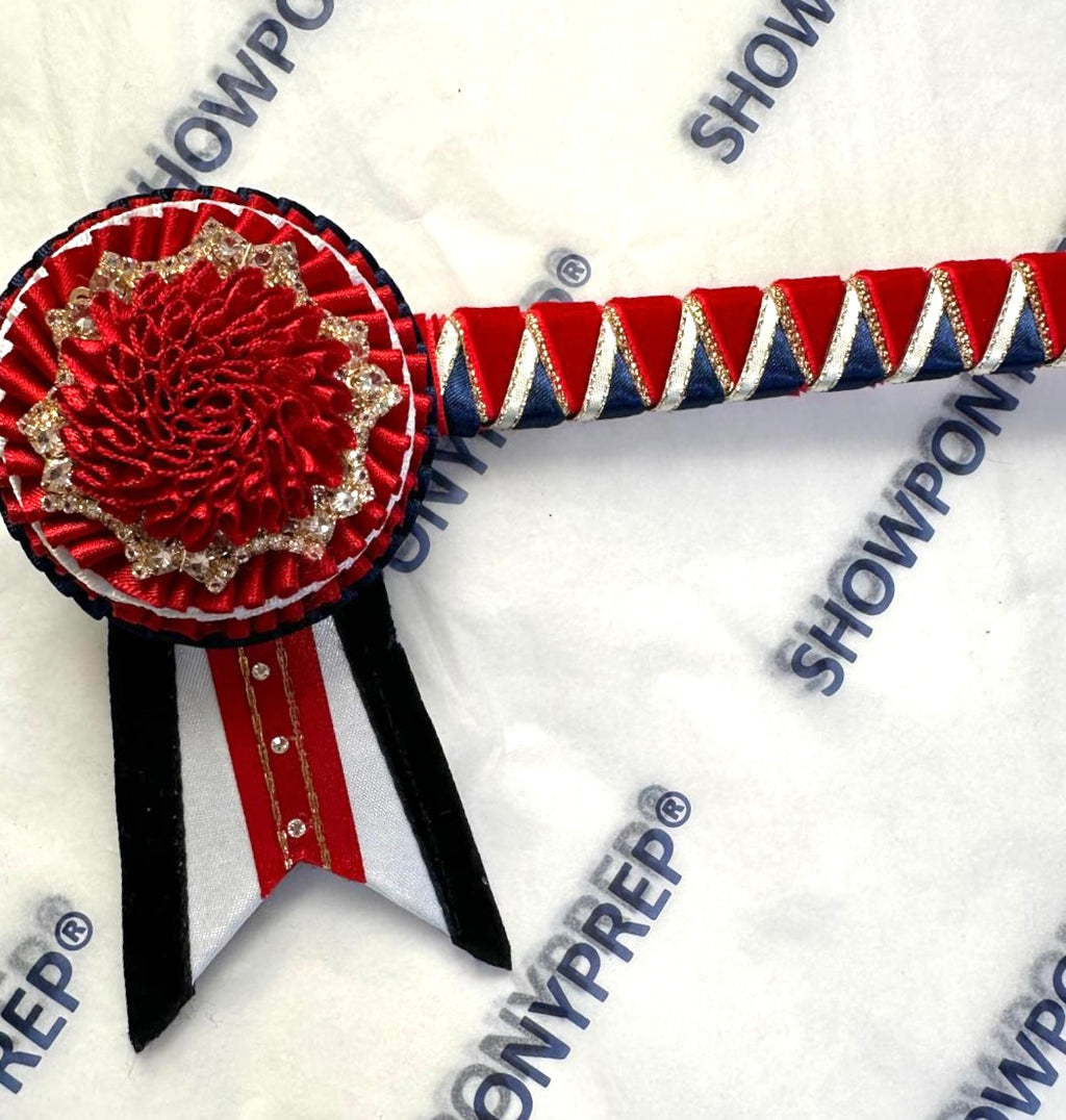 12” Red, Navy, White & Gold Browband