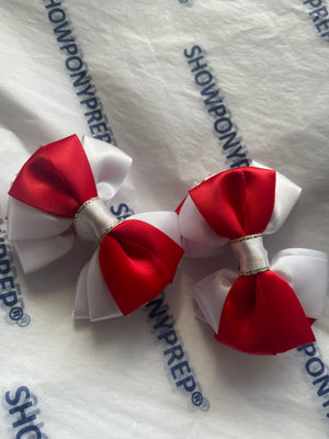 Sale - tiny tots clip in red and white bows