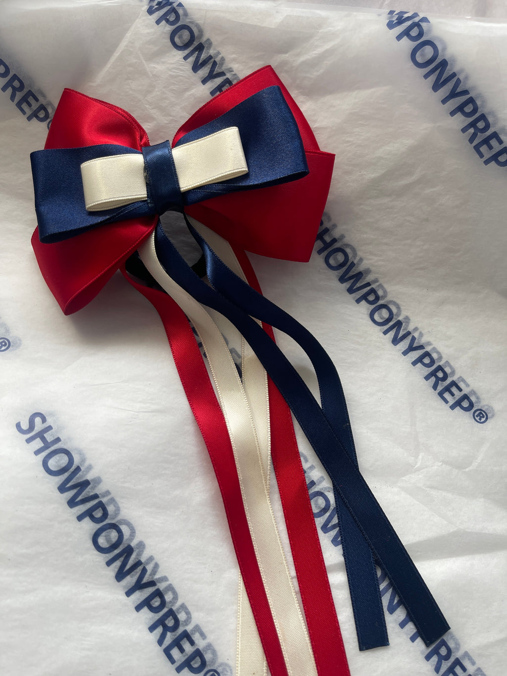 Sale bows- red navy & cream (junior 1 bow)