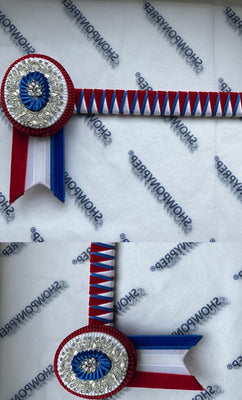 14” Red, Royal Blue and white Browband
