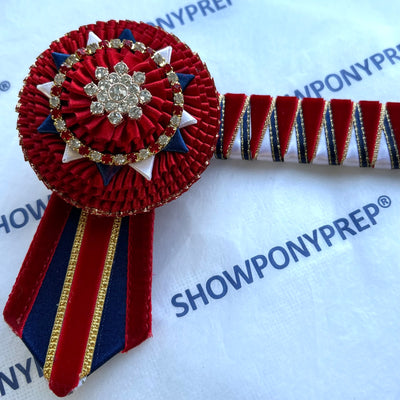 15.5” Red, Navy, White & Gold Browband