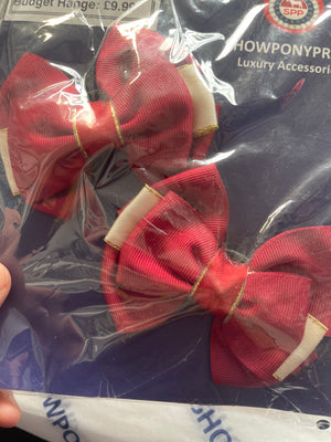 Sale bows- dark red cream and gold