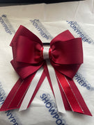 Sale - large junior bow dark red white and silver