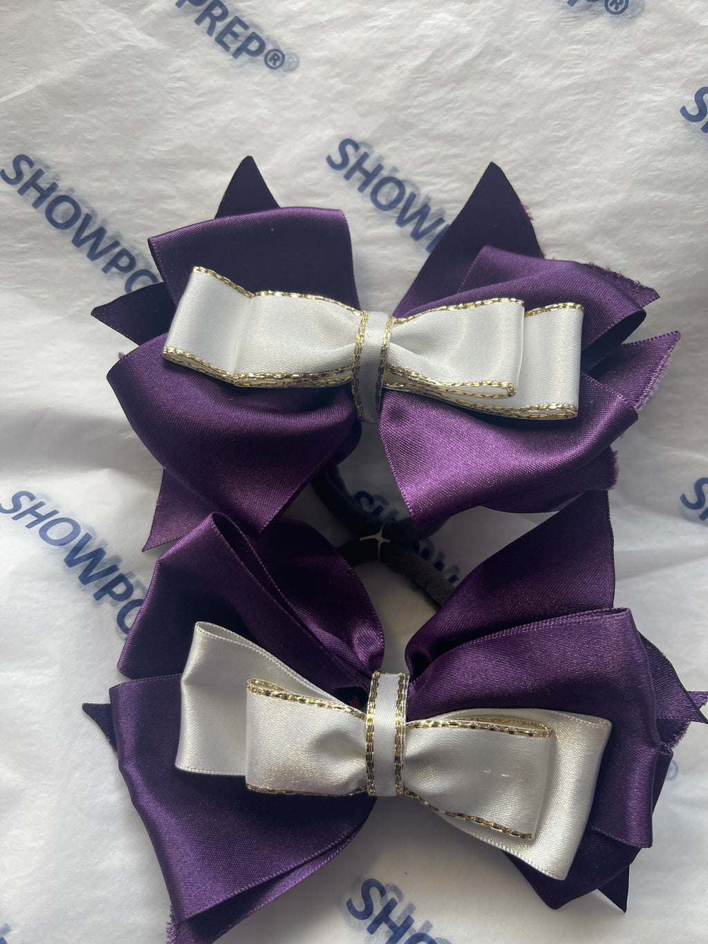 Sale - large purple white and gold bows