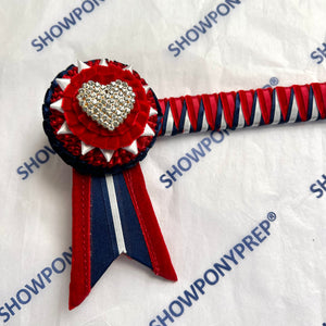 16” Red, White & Navy Heart Browband