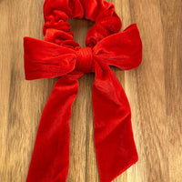 Sale - red velvet scrunchie with add on bow