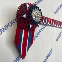 13.5” Red, Navy & White Browband