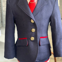 IN STOCK: REDUCED - STUNNING NAVY & RED VELVET DRESS COAT