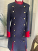 IN STOCK: REDUCED - STUNNING NAVY & RED VELVET DRESS COAT