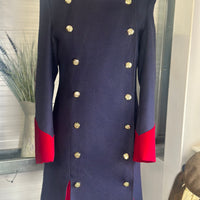 IN STOCK: REDUCED - STUNNING NAVY & RED VELVET DRESS COAT