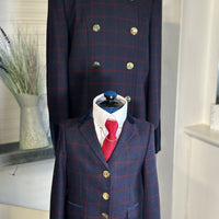 IN STOCK: UNIQUE NAVY TWEED DRESS COAT