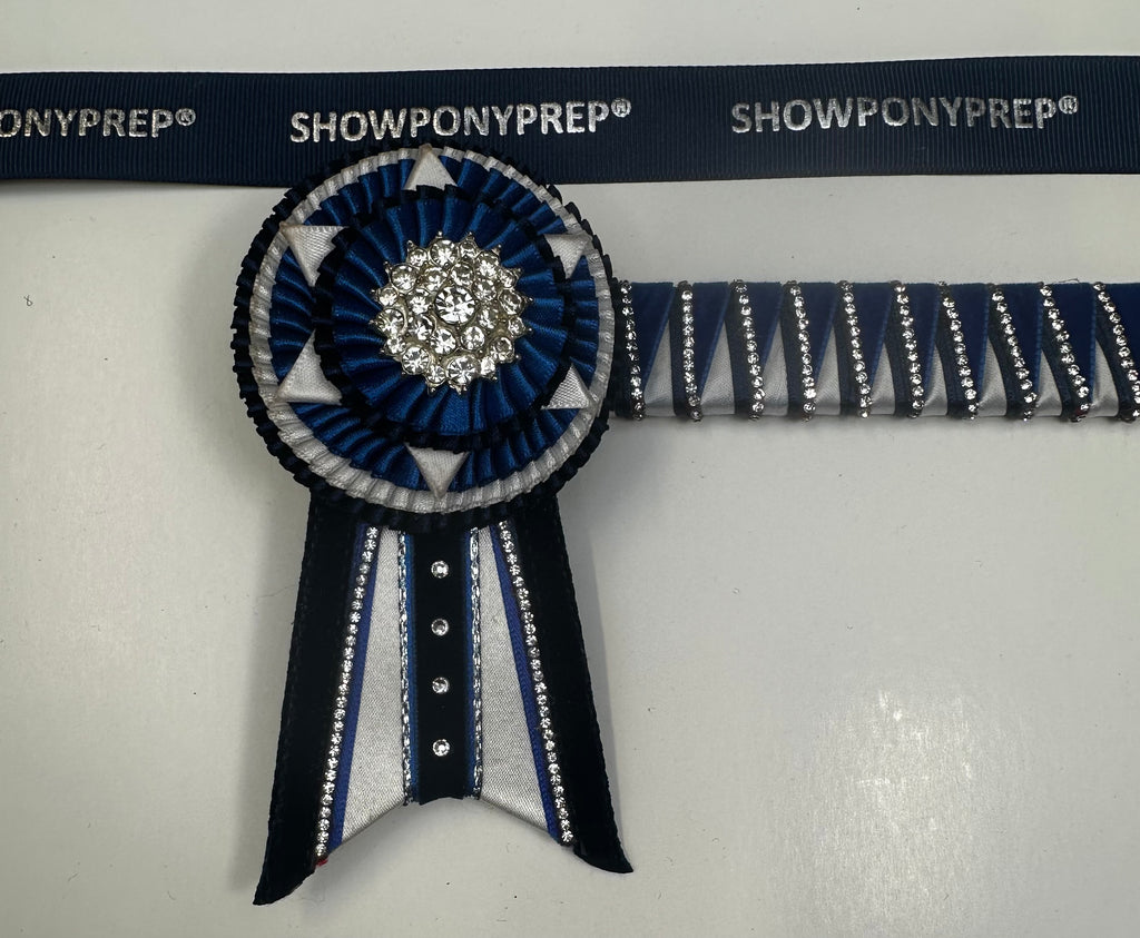 13” Navy, Blue, White & Silver Browband