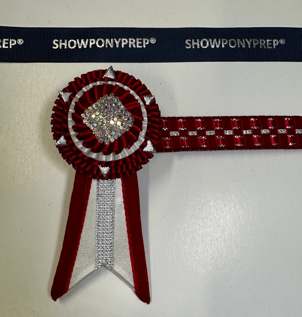 13.5” Red, White & Silver Browband