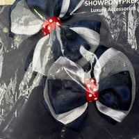 Bows - White, Navy with Red Spot