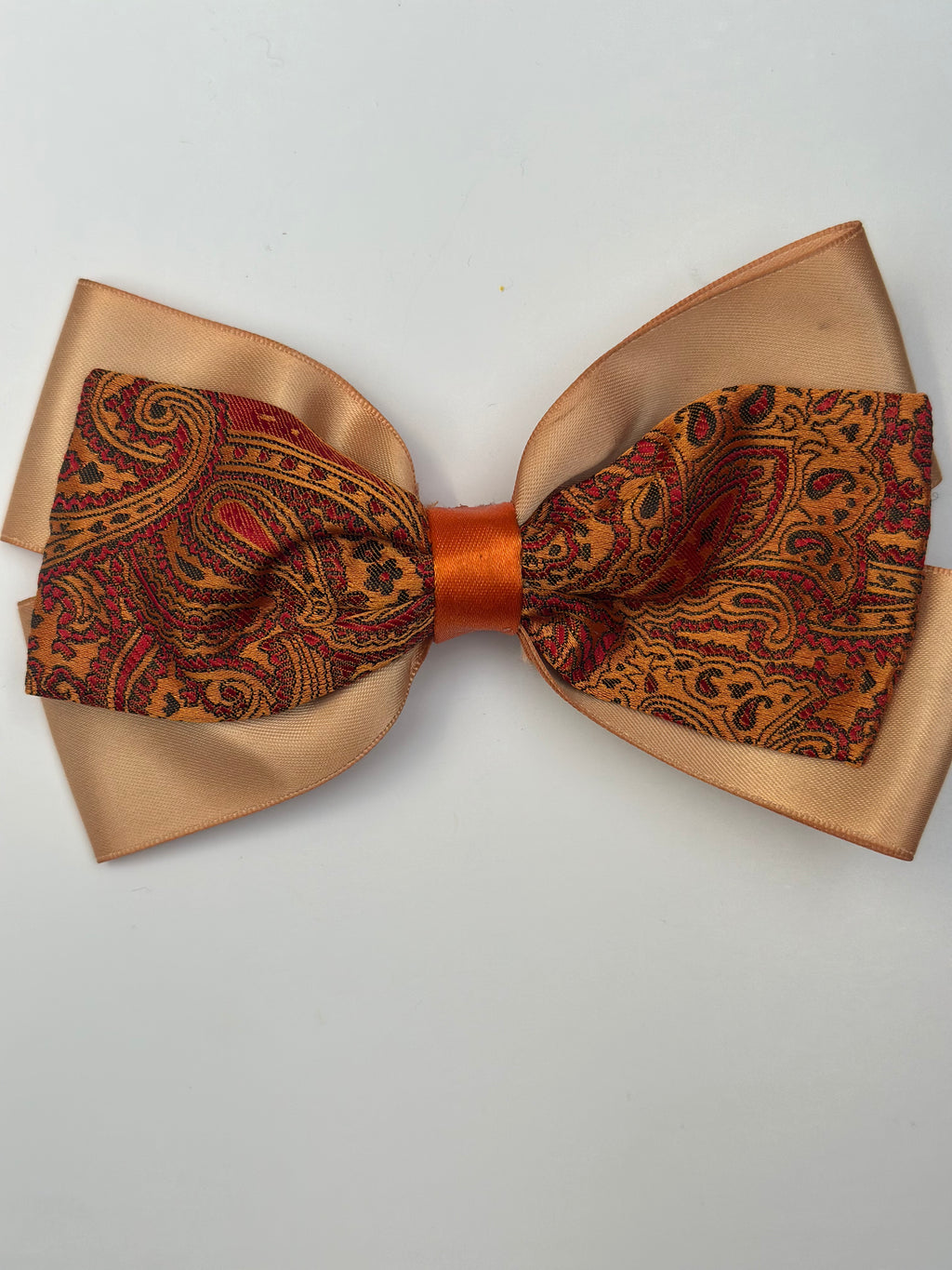 Junior Bow - Orange Rustic Paisley Print