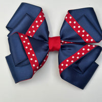 Junior Bow - Navy with Red Polka Dot