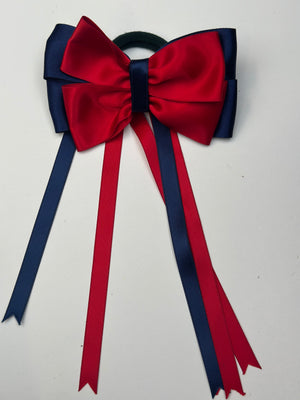 Junior Bow - Navy & Red with Tails