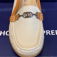 Beige & Camel comfort shoe with lovely silver chain detail