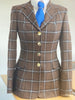 IN STOCK: Princess Cut plain collar Dark brown and blue check (size 8-10)