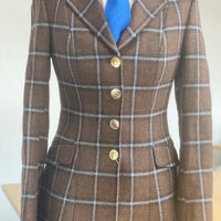 IN STOCK: Princess Cut plain collar Dark brown and blue check (size 8-10)