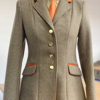 IN STOCK: Princess Cut orange collar with traditional green tweed base (size 8-10)