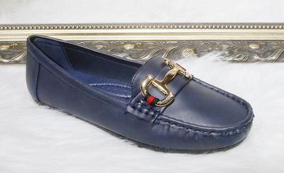Navy lead rein style shoe -Large snaffle
