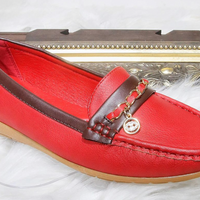 Red comfort Shoes with gold and Brown detailing
