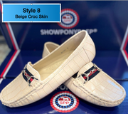 Beige Croc Skin comfort shoe - Small Snaffle design