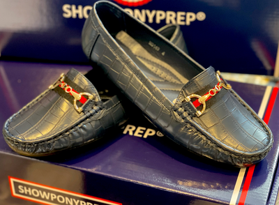 Navy lead rein style comfort shoe