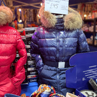 Puffer Coat with Fur trim Hood - Red & Navy