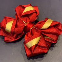 Luxury Bows: Dark Red & Gold Twist Design