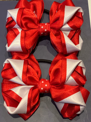 Luxury Bows: Red & White stunning twisted bows with polka dot centre