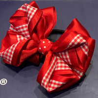 Luxury Bows: Red Satin with Gingham twist design