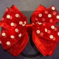 Luxury Bows: Red with Polka Dot organza Layered classic bows