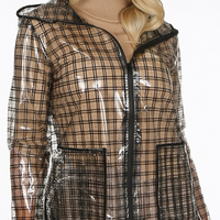 Waterproof Cover up Translucent Jacket - Tweed design