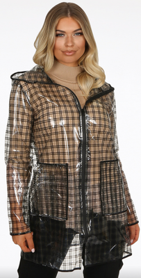 Waterproof Cover up Translucent Jacket - Tweed design