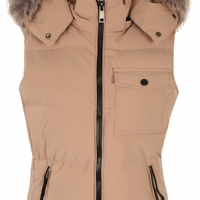 PUFFER GILET WITH FAUX FUR TRIM