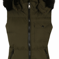 PUFFER GILET WITH FAUX FUR TRIM