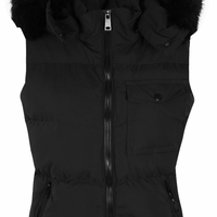 PUFFER GILET WITH FAUX FUR TRIM