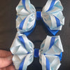 Luxury Bows: Royal blue and sky blue twist design with velvet centre