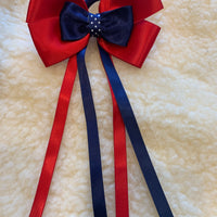 Red & Navy with polka dot centre - 4” & tails