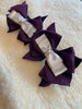 Hair bows in purple, white & gold 5” bow with tails