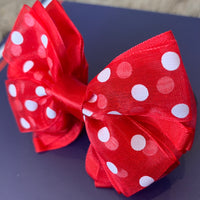 Red & white polka dot layered Tuille 3” bows (no tails)
