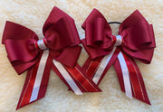 Rich red, red white and silver - 5” bows with tails