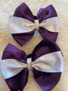 Hair bows in purple, white & gold 5” bow with tails