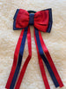 Red & Navy bows with tails - 4.5”