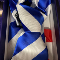 Velcro tie- Royal Blue & white candy stripe