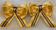 Yellow, navy gold and sunflower - 5” bows with tails