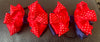 Luxury Bows: Red and navy satin flower design with polka dot & velvet centre